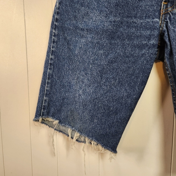 Vintage Levis 619 Jean Shorts Jorts Cutoffs Frayed Dark Festival Orange Tab 31 - Picture 4 of 9